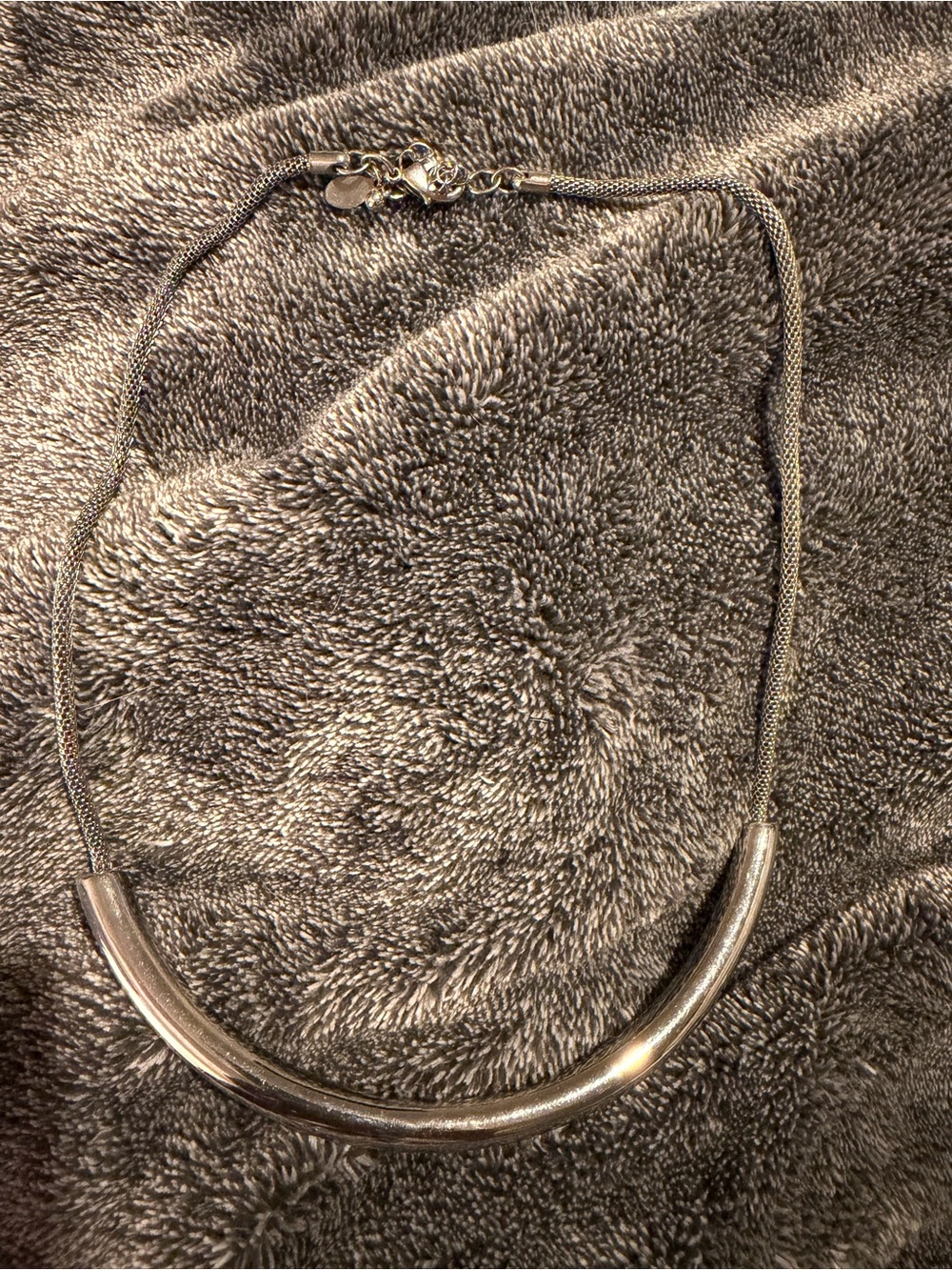 Express Silver-Tone Curved Bar Necklace